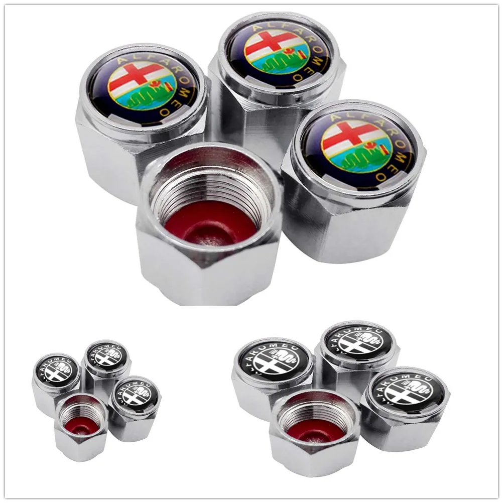 

4pcs Set Metal Wheel Tire Stem Valves Caps Dust Cover Car Styling For Alfa Romeo Brera Spider Giulietta 147 156 147 gt 166