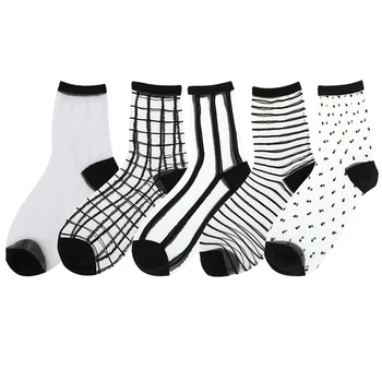 

Women Ladies Socks Fashion Sheer Mesh Glass Silk Socks Ultrathin Transparent Crystal Lace Fabulous Elastic Summer Ankle Sock