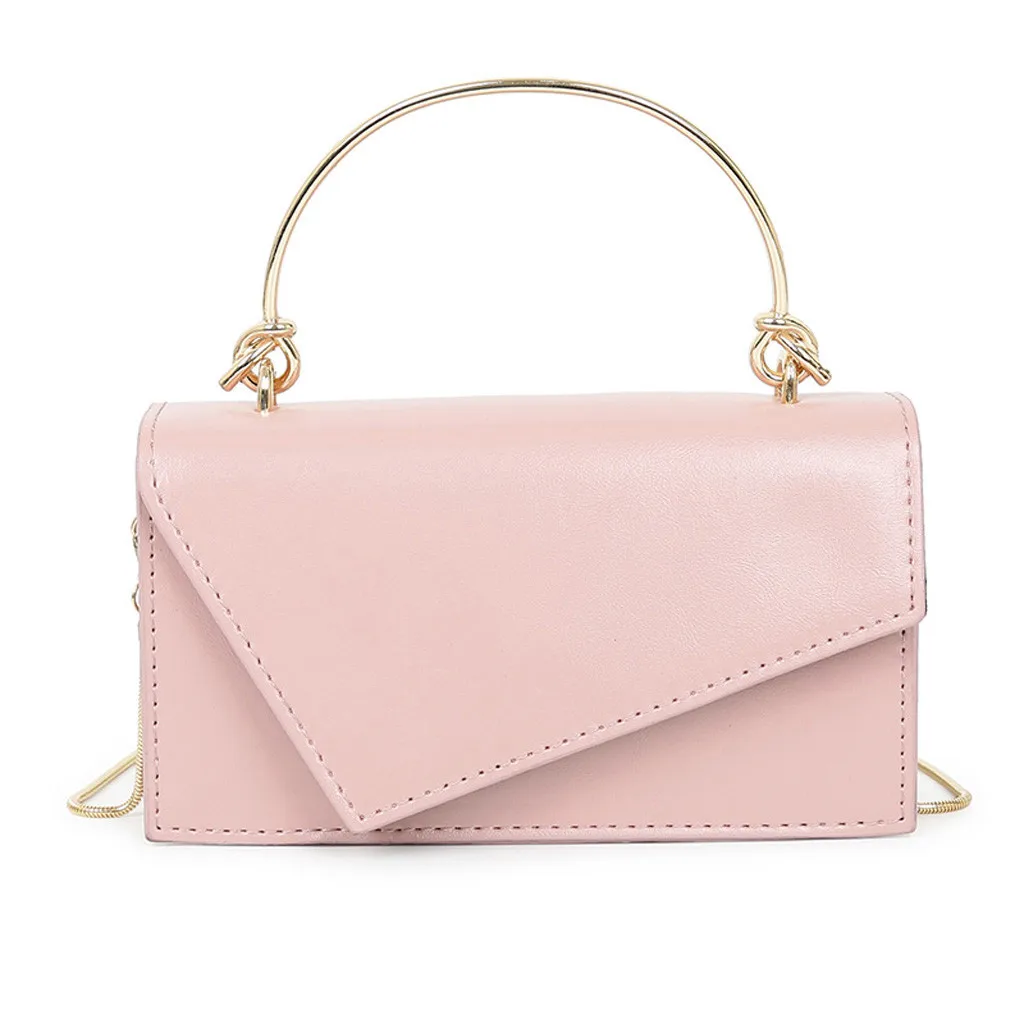 Модная женская сумка в стиле ретро, одноцветная винтажная кожаная сумка-мессенджер, простые женские сумки через плечо, сумка-конверт - Цвет: Розовый