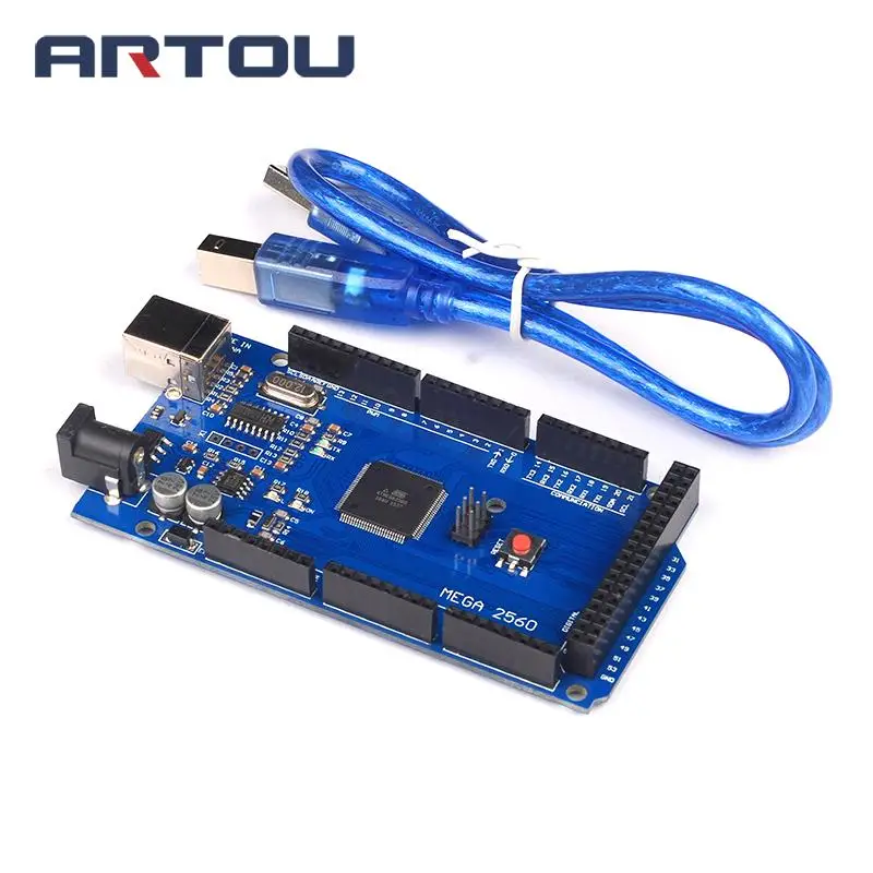 Плата MEGA2560 Mega 2560 R3 REV3 ATmega2560-16AU CH340G на USB-кабеле совместимом с arduino USB-линией |