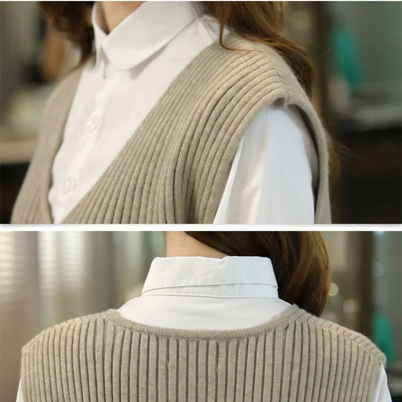 QAZXSW 2018 New Spring Plus Size Women Waistcoat For Women Vest Knitted Harajuku Ladies Woolen Vest Coat Colete Feminino HB666