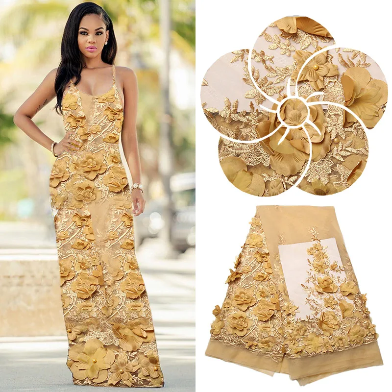 

Embroidered Tulle Latest African Tull Lace Fabrics, High Quality Gold Nigerian French Tulle Lace Latest Nigerian Laces MR1032B