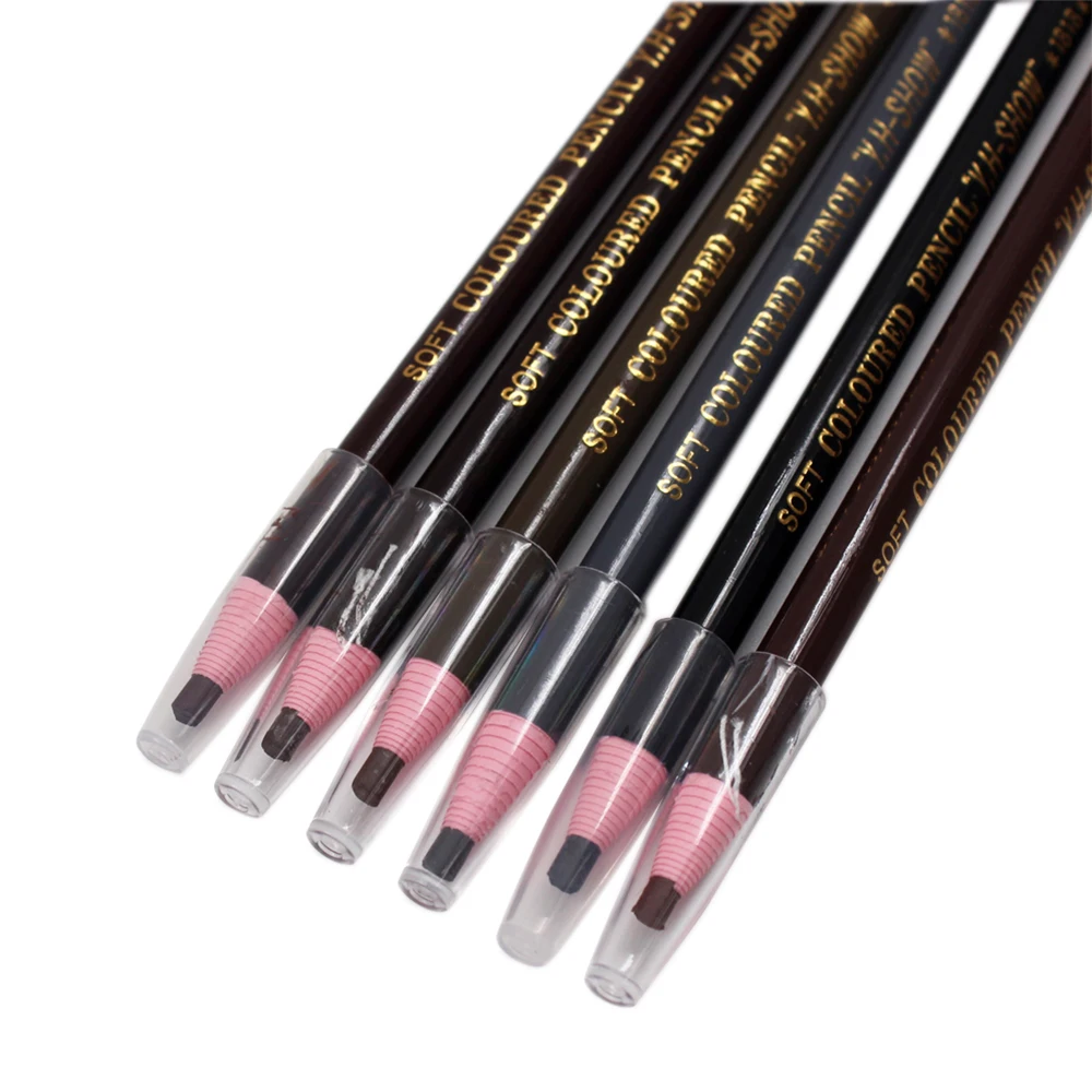 1 шт. Водостойкий карандаш для бровей, резка, натуральный стойкий карандаш для бровей, черный, коричневый, кофейный, микроблейдинг, Перманентный макияж для бровей