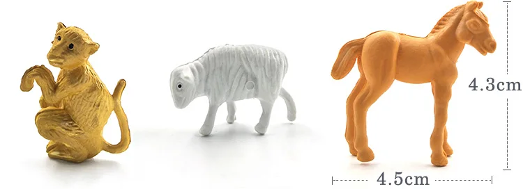 Мини Китайский Зодиак Дракон Обезьяна лошадь кошка собака овца курица утка модель животного на ферме фигурка Горячая набор игрушка для детей подарок