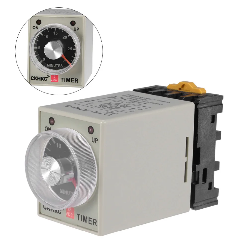 

Uxcell Relay DC 12V 30M 8 Terminals Range Adjustable Delay Timer Time Relay AH3-3 With Base Electrical Equipment Supplies Relays