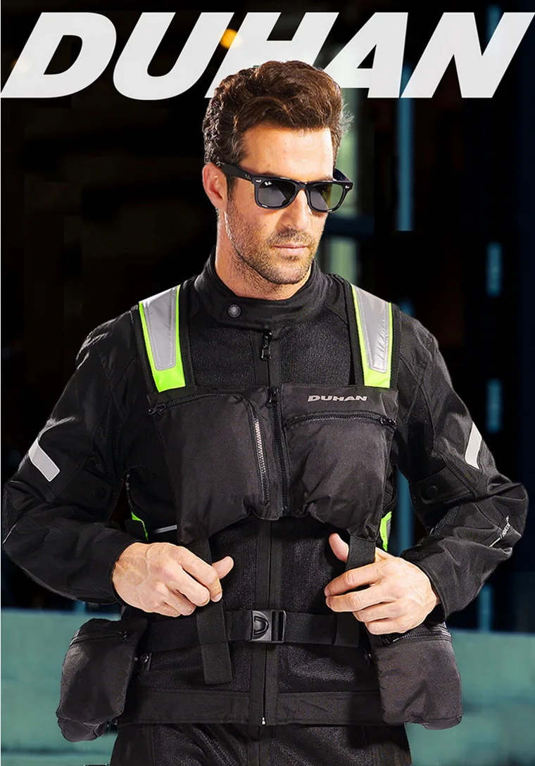 Летний DUHAN мотоциклетный светоотражающий жилет куртка Безопасность Предупреждение одежда защитная одежда Защита спины свободный размер