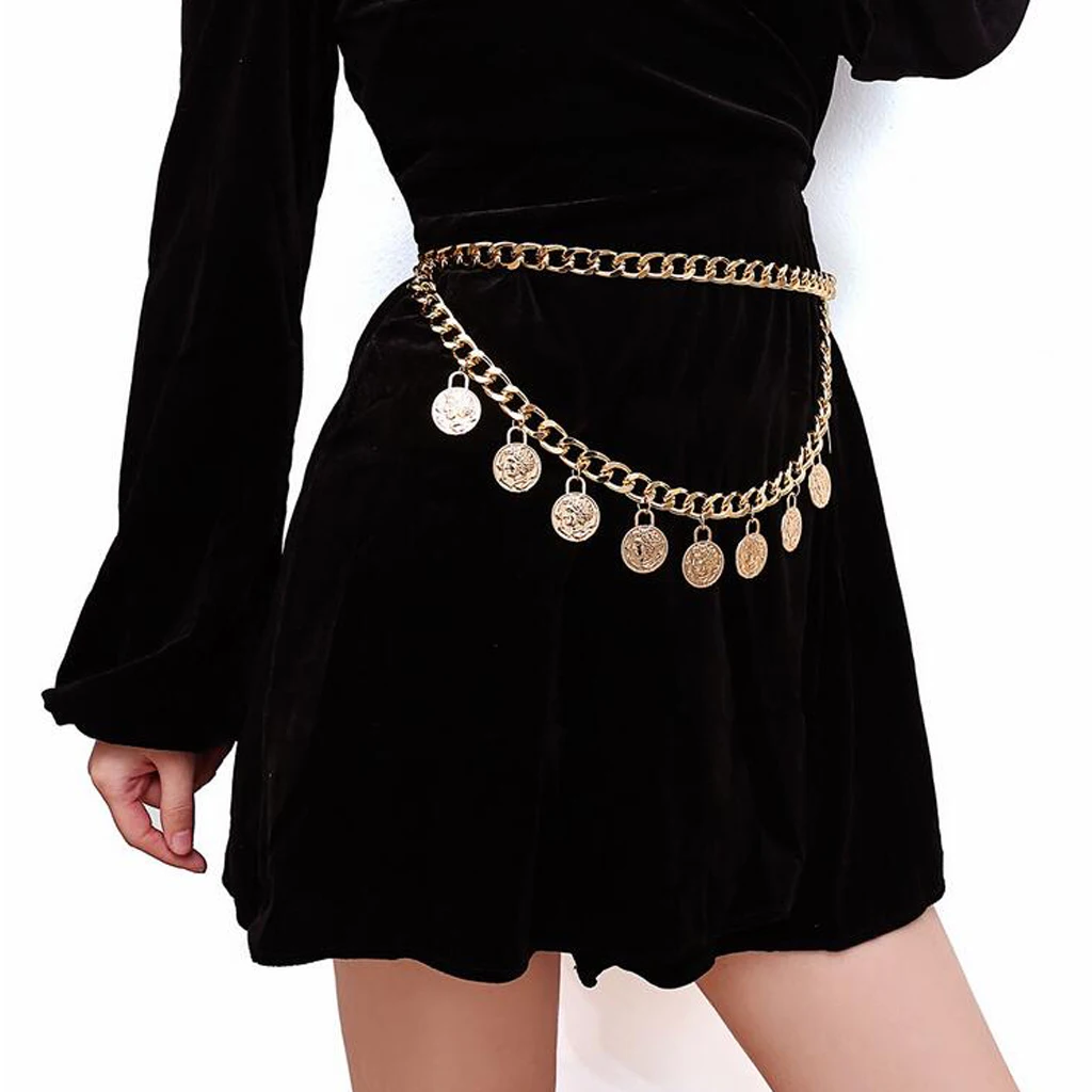 MagiDeal Elegant Lady Bohemian Coins Tassel Chain Wedding Gypsy Waist Belt Body Chain Jewelry