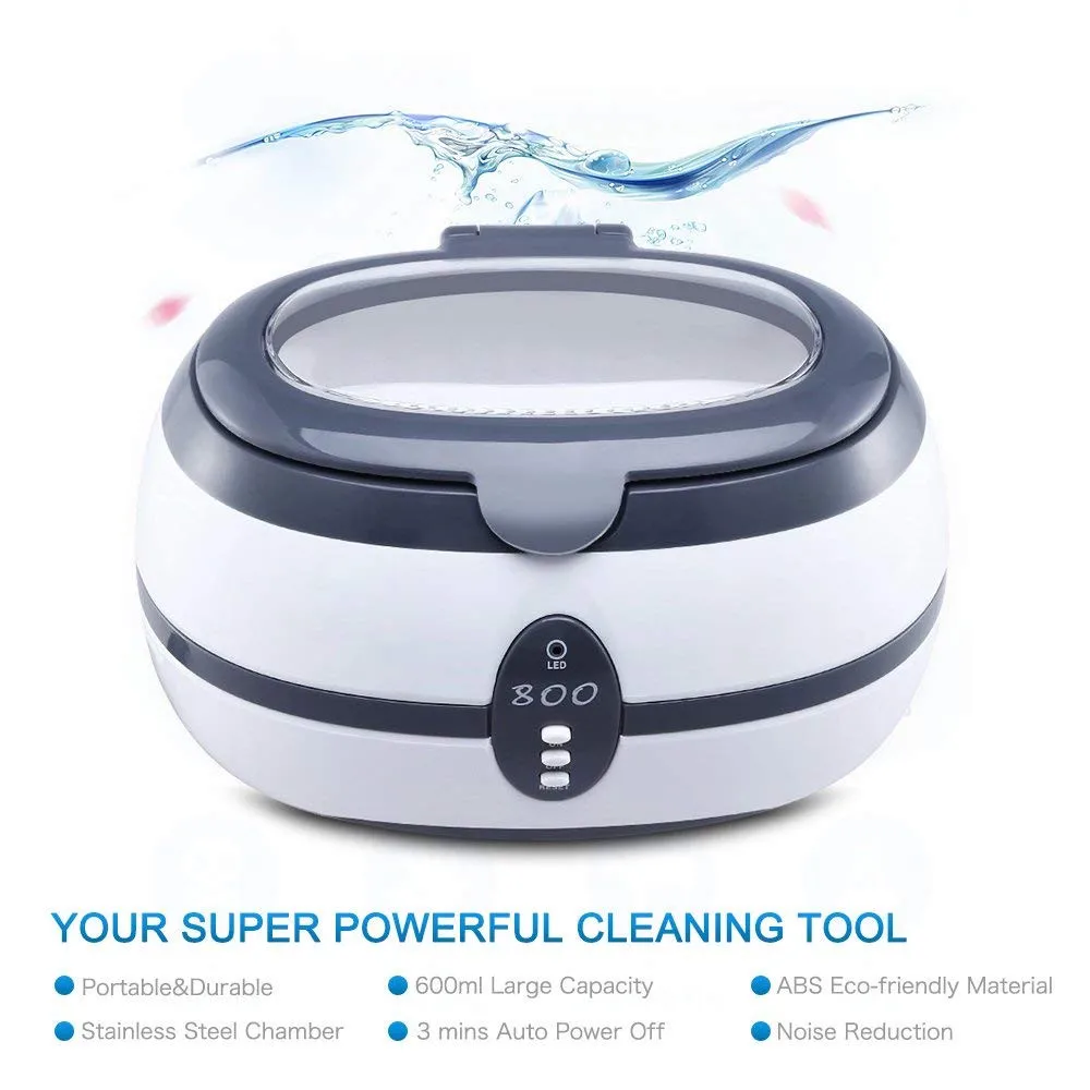 GTSONIC VGT-800 Ultrasonic Cleaner 600ml for jewelry watch Dentures Household Ultrasonic Baths markup brush cleaner