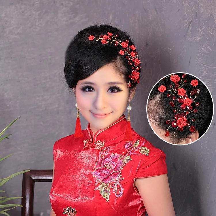 

FD222 Red Soft Ceramic Flower Headband Hairband Wedding Party Vacation Headdress Hair Ornaments