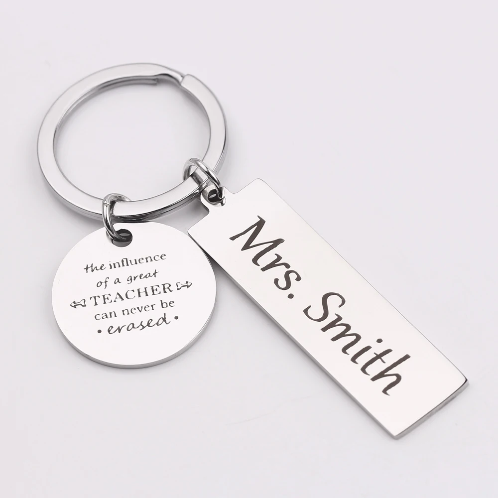 

Personalized Custom Name Key Chain Engraved The Influence Of The Great Teacher Key Holder Teacher Gifts High Quality Bag Charm
