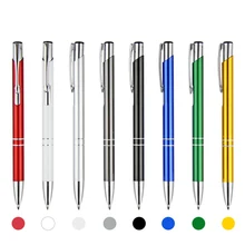 8 cores/PCS Metálico haste da liga de Alumínio caneta Esferográfica Assinatura Pen Material Escolar Papelaria Escritório caneta Esferográfica Azul Preto recarga