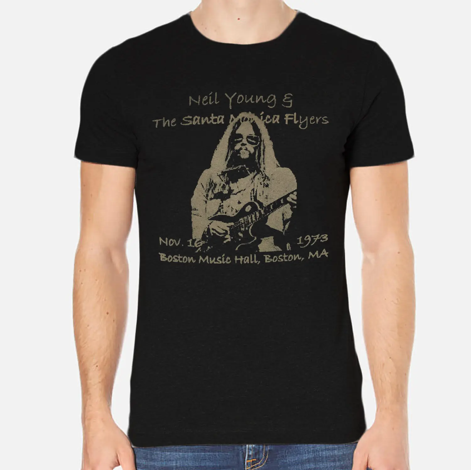 Neil Young Rock Новый Для мужчин футболка черный Костюмы Новинка крутые Топы короткий