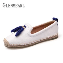 Брендовые женские лоферы без шнуровки с бахромой; повседневная обувь на плоской подошве; женская летняя обувь с круглым носком в рыбацком стиле; Новое поступление; эспадрильи размера плюс