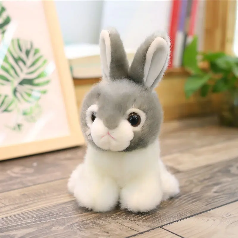 Имитация кролика мягкие животные пушистые мягкие высокого качества серый белый кролик жизнь как стиль плюшевые игрушки животных подарок для маленькой девочки - Цвет: grey bunny