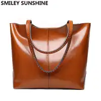 Genuine Leather ladies shoulder bags big women genuine leather handbags female totes hand bags designer luxury famous brand bag
