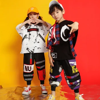 Kids Loose Shirt Pants Shorts Hip Hop costumes Clothing Outfits Dance Costumes for Girls Boys Ballroom Dancing Streetwear 4