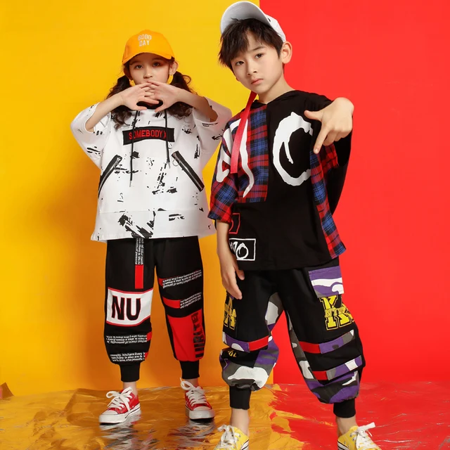 Kids Loose Shirt Pants Shorts Hip Hop costumes Clothing Outfits Dance Costumes for Girls Boys Ballroom Dancing Streetwear 4
