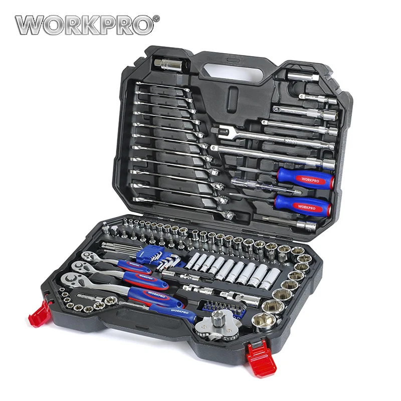 WORKPRO 123PC Tool Set Hand Tools for Car Repair Ratchet Spanner Wrench Socket Set Professional Car Repair Tool Kits