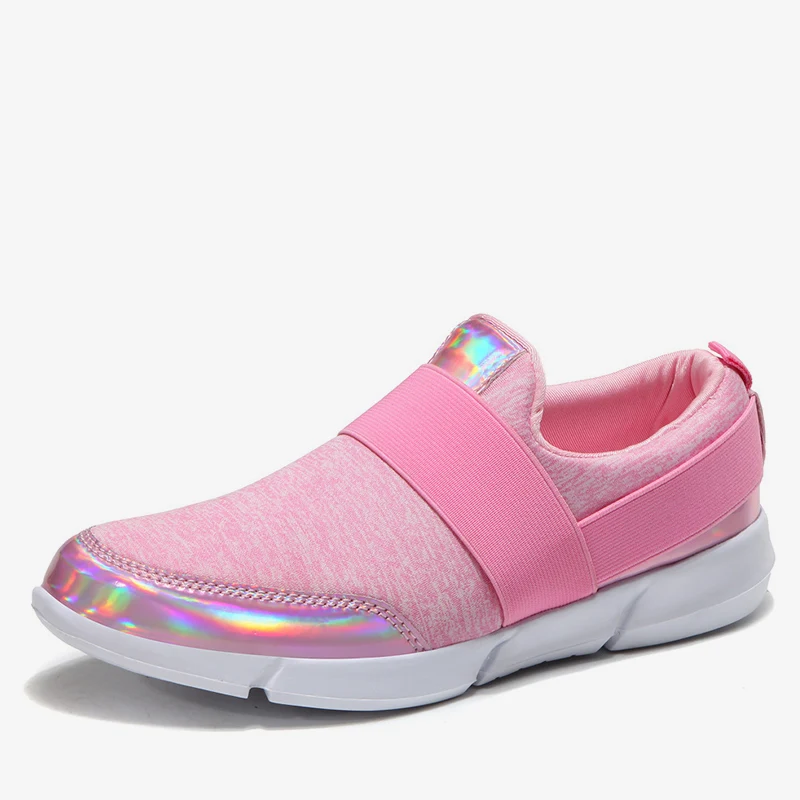 MCCKLE/Женская Вулканизированная обувь на платформе; слипоны на плоской подошве; модная женская тканевая повседневная обувь с эластичным ремешком; дышащая прогулочная обувь - Цвет: Розовый