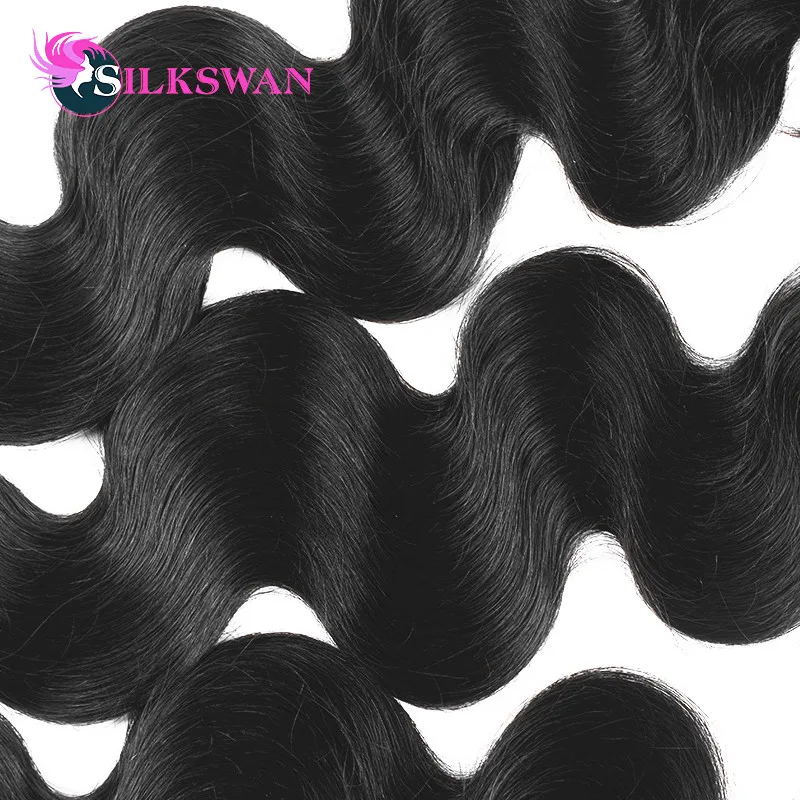 El pelo humano de la onda del cuerpo de la India del pelo Remy del cisne de Silkswan combina los paquetes de la onda del cuerpo de la India 8-30 pulgadas naturales color