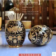 Золотая черная Цветочная металлическая Автоматическая Подставка Для Зубочисток Диспенсер Для Зубочисток портативная зубочистка держатель YQT004