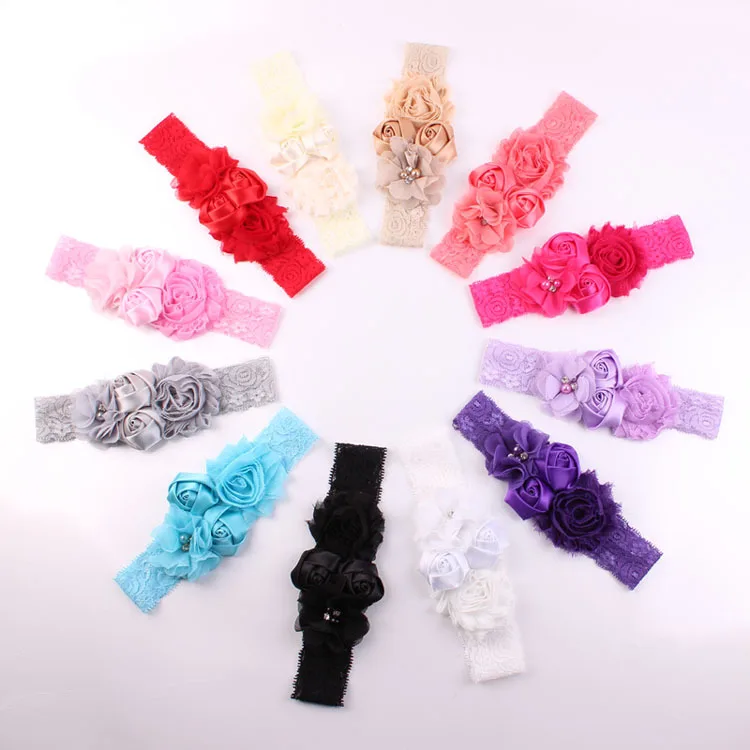 

Pearl chiffon flower Headband rose Lace Headband Flower Headwear Hair Accessory 10pcs/lot