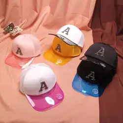 Унисекс летняя блестящая бейсбольная кепка с буквенной сеткой в стиле хип-хоп из ПВХ с прозрачной панелью, УФ-защита пляжная шляпа с