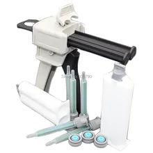 1:1 Caulking Gun 50ml Cartridge Manual Applicator Dispensing Gun + 2pcs 50ml Cartridges + 5pcs 1:1 Cartridge Mix Tip Nozzles