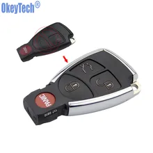Okeytech 4 Пуговицы Новый стиль изменение Оболочки FOB чехол для Mercedes-Benz CLS CES 3 + 1 кнопка светлая сбоку с Батарея держатель