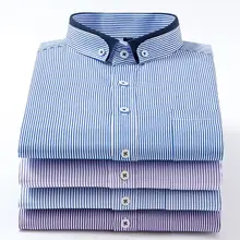 Бренд, формальное мужское платье с длинными рукавами, рубашка с воротником-пачкой и карманом, мужская деловая полосатая, нежелезная, умная Повседневная рубашка