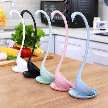 

Multifunction Long Handle Swan Spoon Soup Creative Wheat Straw Tableware Dinnerware Kitchen Tools