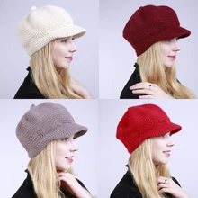 Матовая одноцветная зимняя женская вязанная шерстяная шапка, теплая шапка, модная