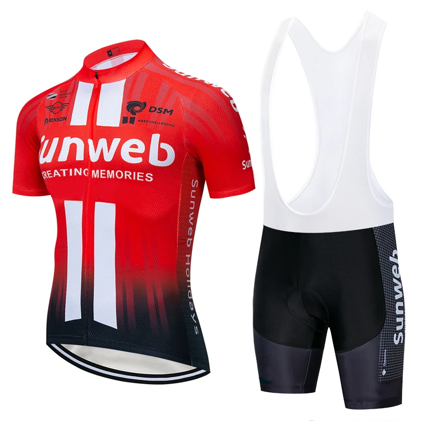 2019 فريق SUNWEB الأحمر برو الدراجات جيرسي المرايل السراويل دعوى روبا Ciclismo رجل الصيف الجافة سريعة ركوب الدراجات مايوه ارتداء