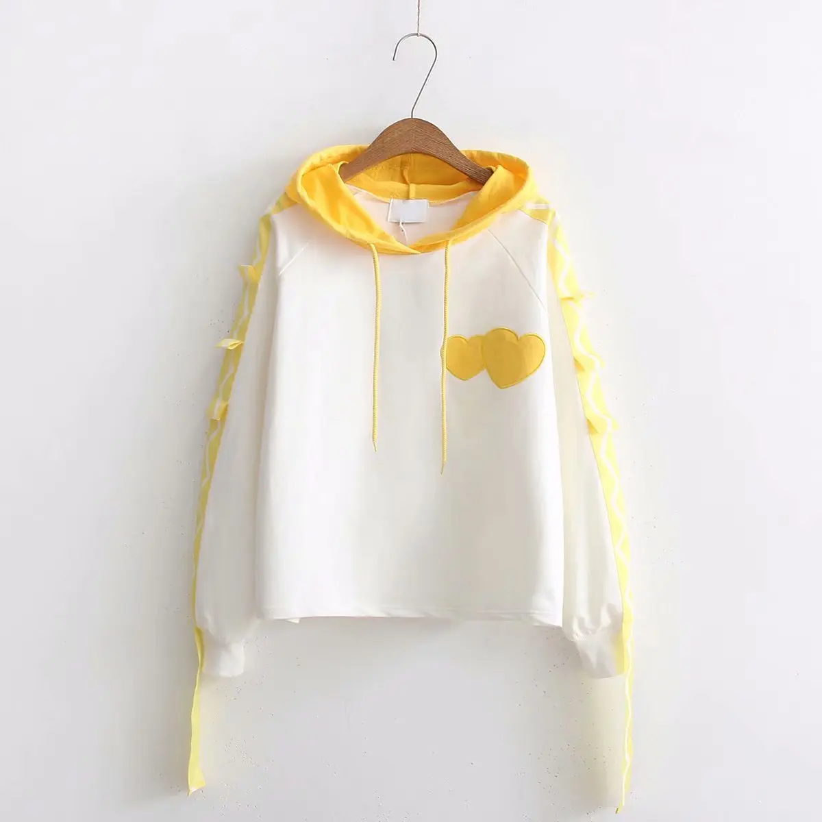 

Love Sleeve Ribbon Hooded Women 2019 Summer New College Wind Casual Sweatshirt Bts-bangtan Hoodies