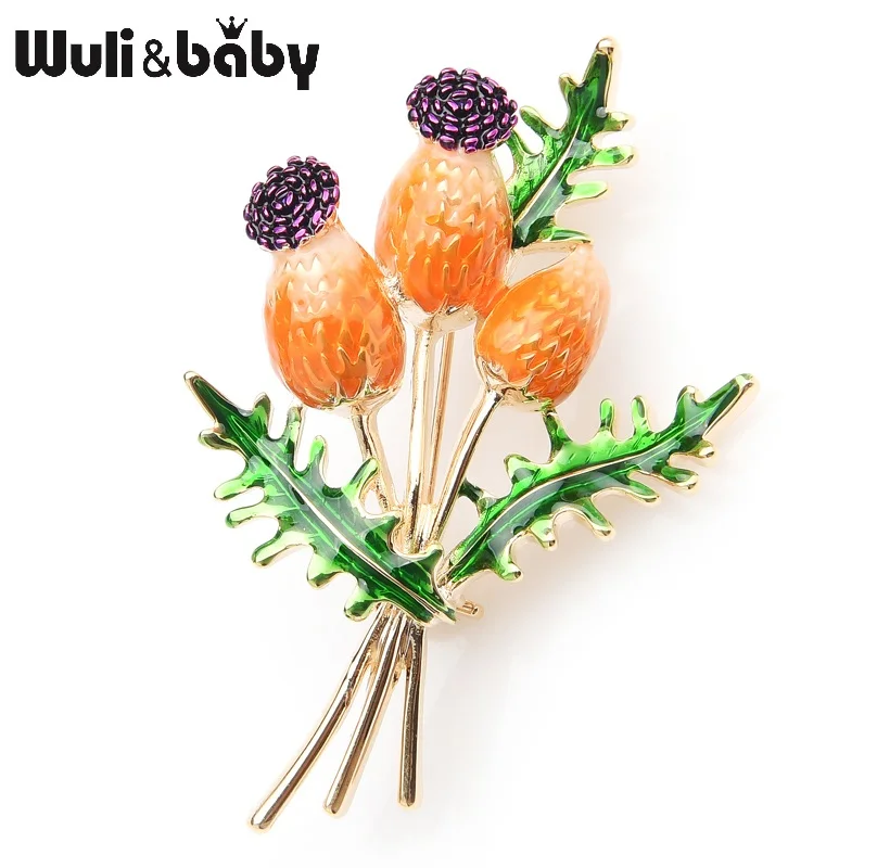 Wuli&baby, оранжевый, голубой тюльпан, букет цветов, эмалированные броши, металлическая брошь на свадьбу, банкет, булавки для женщин и мужчин, рождественский подарок