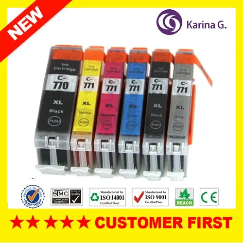 6X Compatible Ink Cartridge for PGI770 CLI771 Ink PIXMA MG7770 Printer Inkjet Cartridge 770PGBK