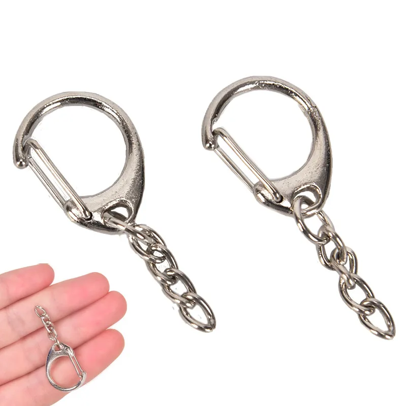 10pcs DIY Silver Metal Swivel Clasp Hooks Bag Parts Polished Keyring Keychain Split Ring Key Rings With Short Chain Bag Parts