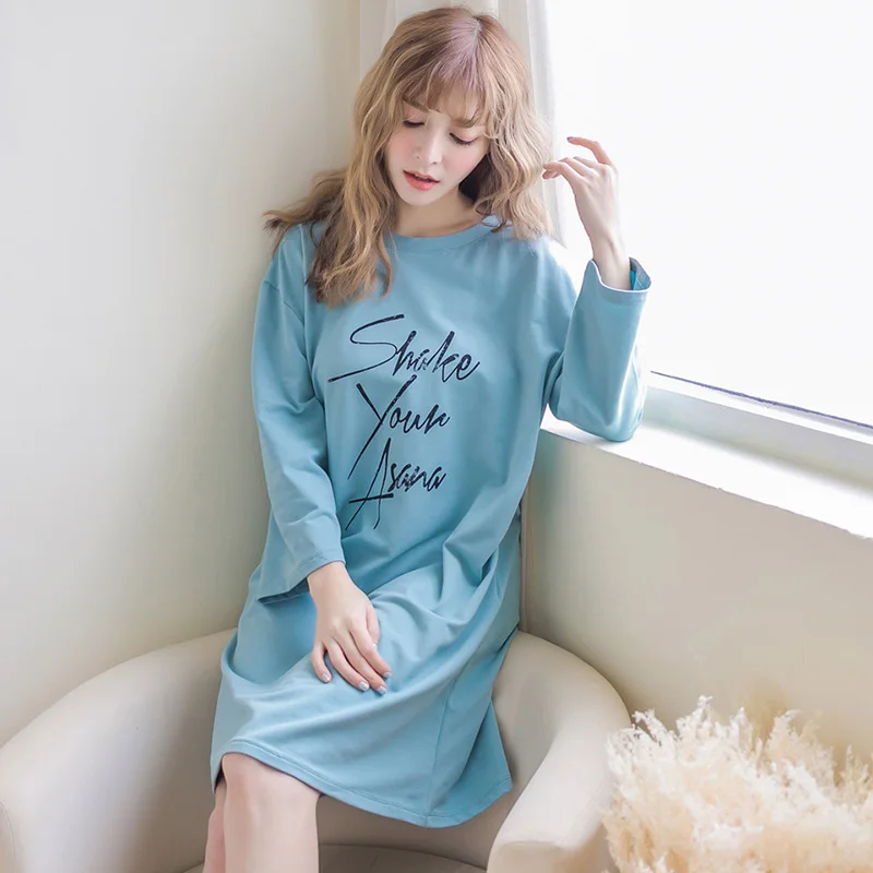 Spring Summer Women Sleepwear Robe Nightgowns Loose Sleepshirt Long