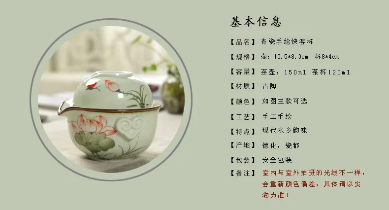 1 горшок 1 чашка Gaiwan расписанный вручную фарфоровый чайник чашка для чая, гайвань дорожный чайный набор кунг-фу чайные наборы чайная чашка Quik керамический чайник