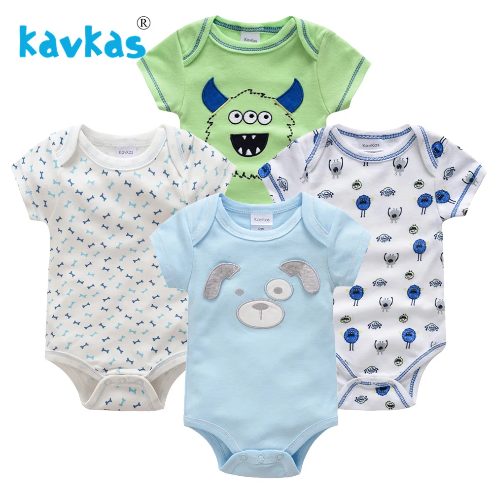 Kavkas Baby Sleepwear 4pcs/Set Short Sleeve Newborn Baby Boy Pajamas Infantile Baby Boy Clothing