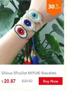 Браслет Shinus Miyuki, женские браслеты со сглаза, 5 шт./партия, Fatima Hand Pulsera Mujer,, бисер, ручная работа, ювелирные изделия Хамса