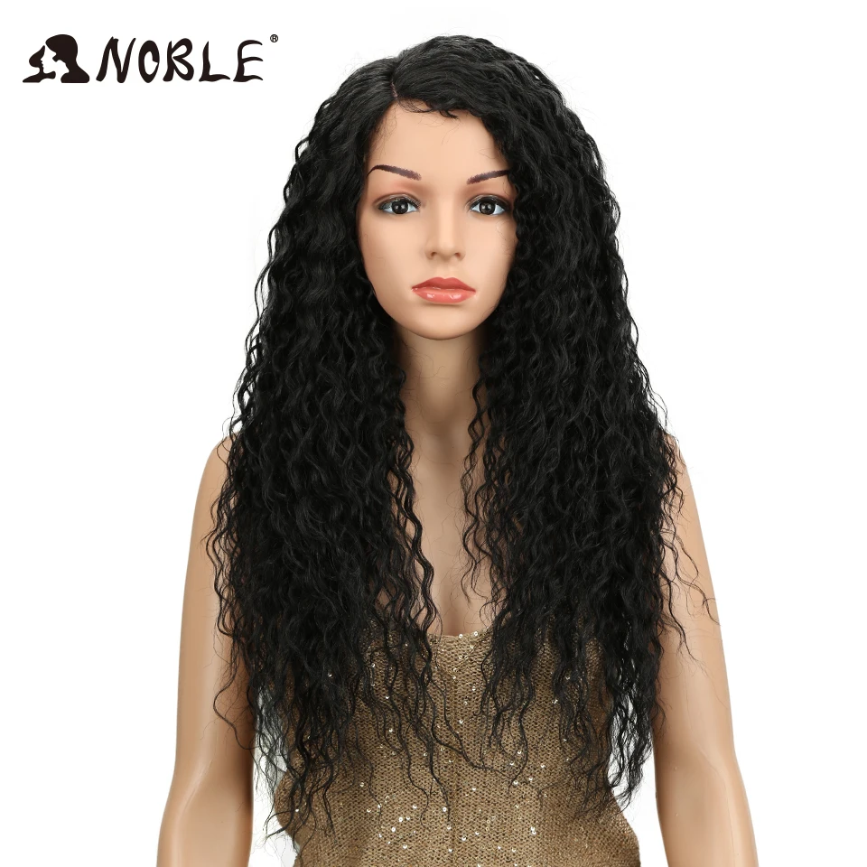 Noble Hair Soft Kinky Curly Natural Black Long Synthetic Lace Wigs For Black Women 26\ Noble Hair Soft Kinky Curly Natural Black Long Synthetic Lace Wigs For Black Women 26\