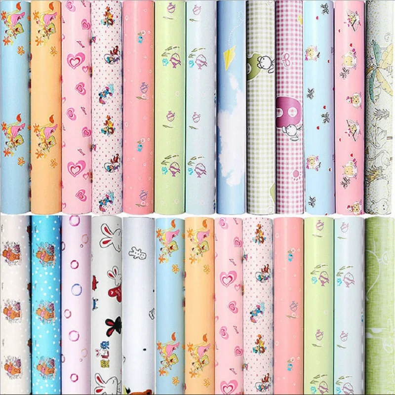 

10m*45cm PVC vinyl cartoon self-adhesive boy girl children room bedroom dorm waterproof wardrobe desktop wallpaper wall stickers
