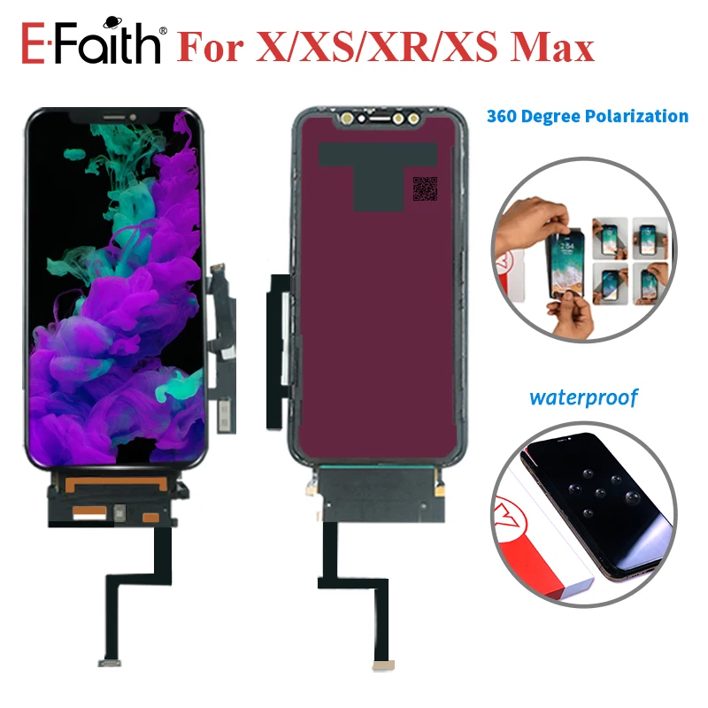 

5PCS/Lot EFaith High Brightness OLED Display For iPhone X XS XR XS Max lcd Screen Digitizer Replacement Free DHL Shipping Black