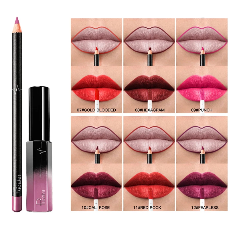 

Pudaier Makeup Long Lasting Waterproof Matte Lip Gloss and Lip Liner Liquid Lips Tint Cosmetic Set 36 Colors for Choice