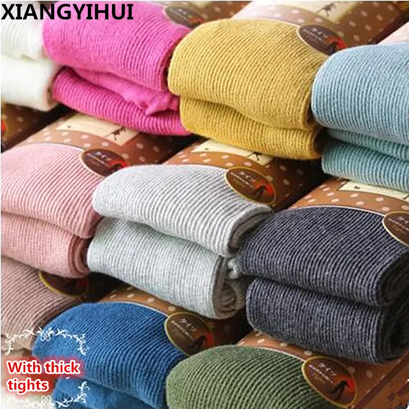 

Trend Knitting High elastic thick style Women's pantyhose fashion casual vertical Pure cotton stripes tights 16Colors free ship