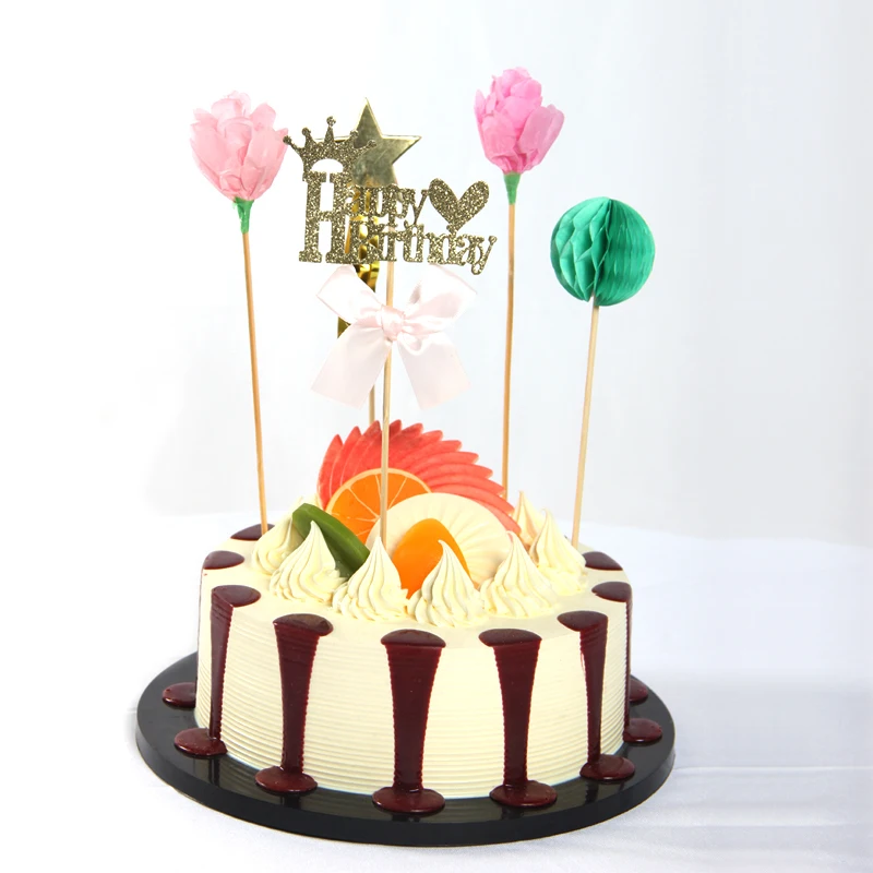 

Happy Birthday Cake Topper For Girl Birthday Party Decoration Pink Princess Theme Vase Toppers For Baby Shower Party Decor