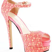 ; модные красивые розовые(белые) трикотажные сандалии на высоком каблуке 16 см с открытым носком; с открытым носком Размер: 35-43