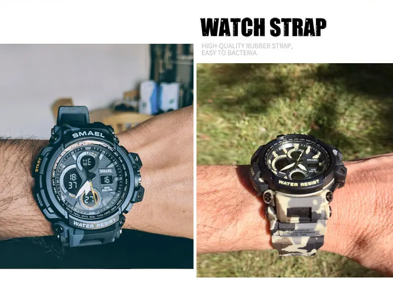 Спортивные часы SMAEL, мужские часы 2018, водонепроницаемые светодиодные цифровые часы, мужские часы, часы для мужчин, мужские часы, мужские