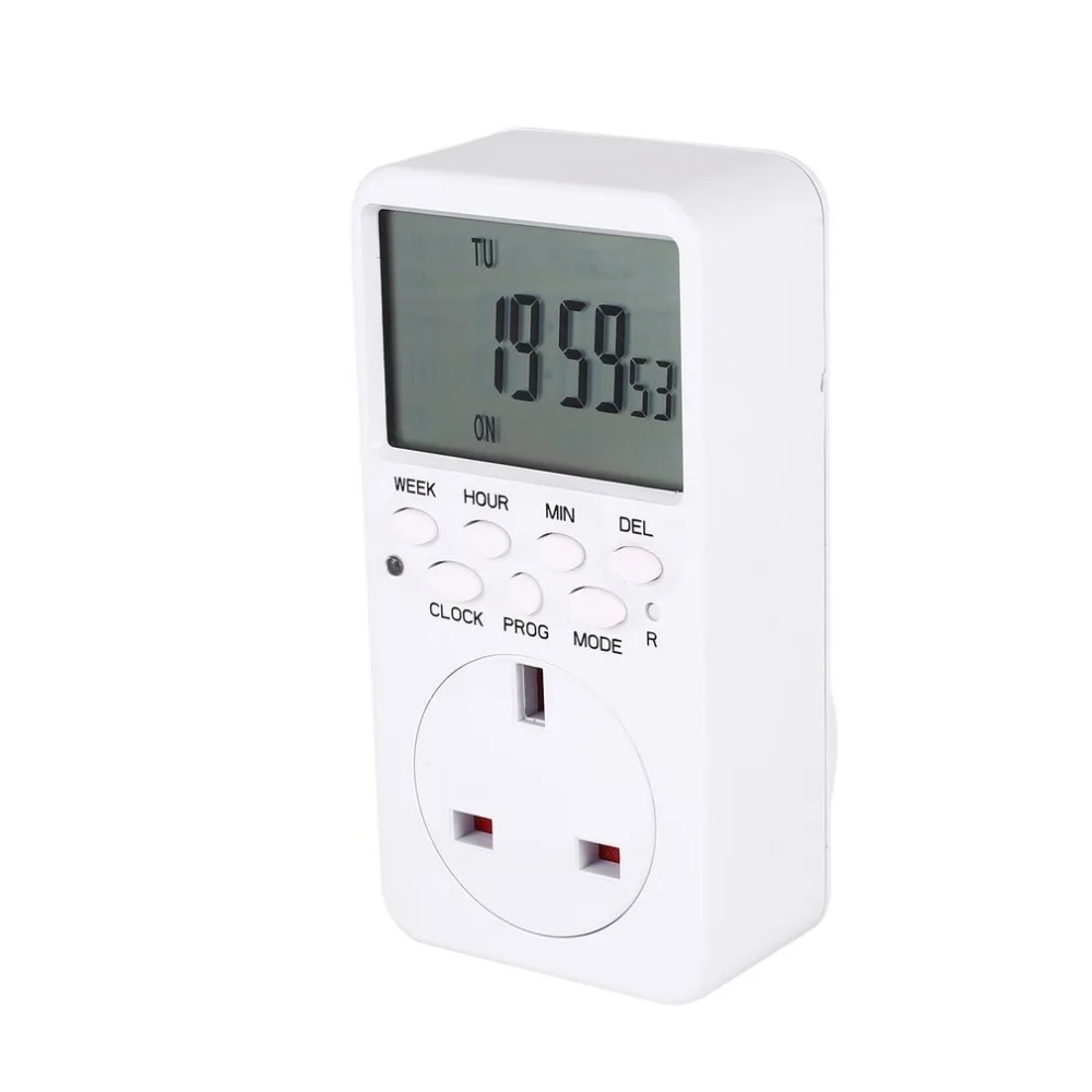 

Digital LCD 230V 16A Timer Switch Socket Outlet Plug-in Time Countdown Energy Saving Programmable Electronic Controller